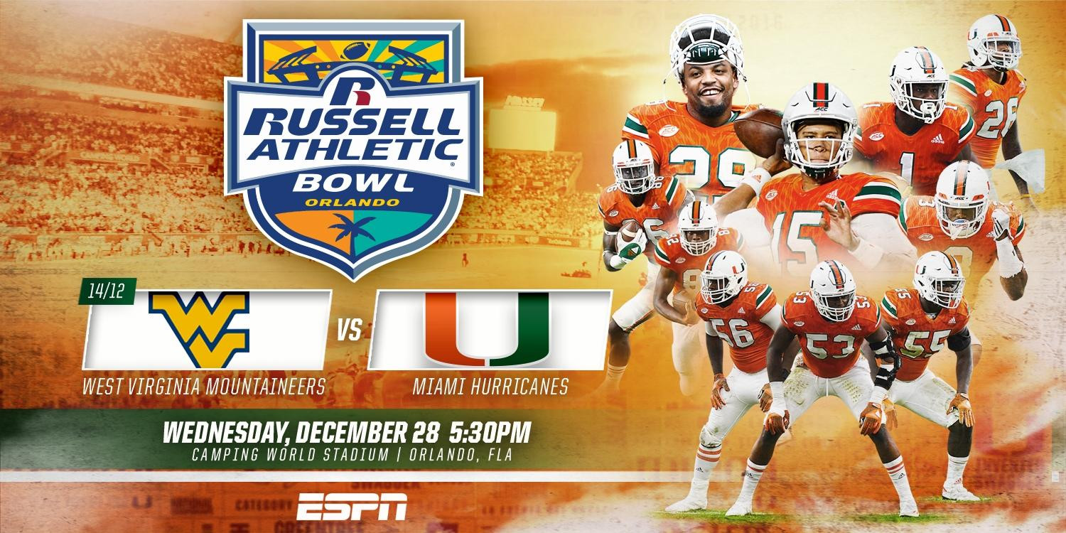 Miami to Take on West Virginia in the 2016 Russell Athletic Bowl