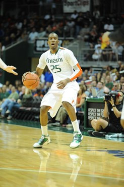 University of Miami Hurricanes guard, Garrius Adams #25, and the Canes play host to the Duke Blue Devils at the BankUnited Center on February 13,...