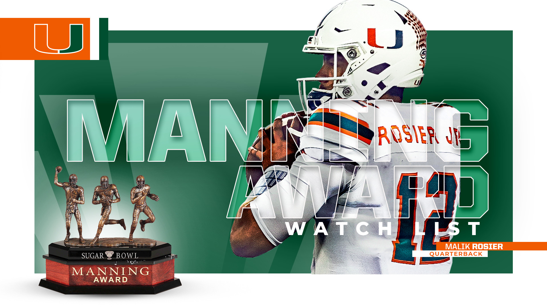 Rosier Named to Manning Award Watch List