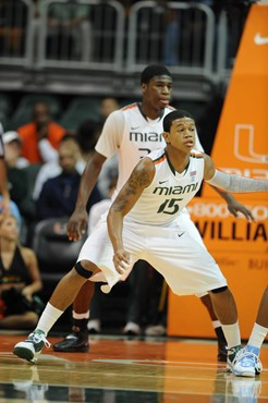 University of Miami Hurricanes guard, Rion Brown #15 and the Canes play host to the North Carolina Tar Heels at the BankUnited Center on January 26,...