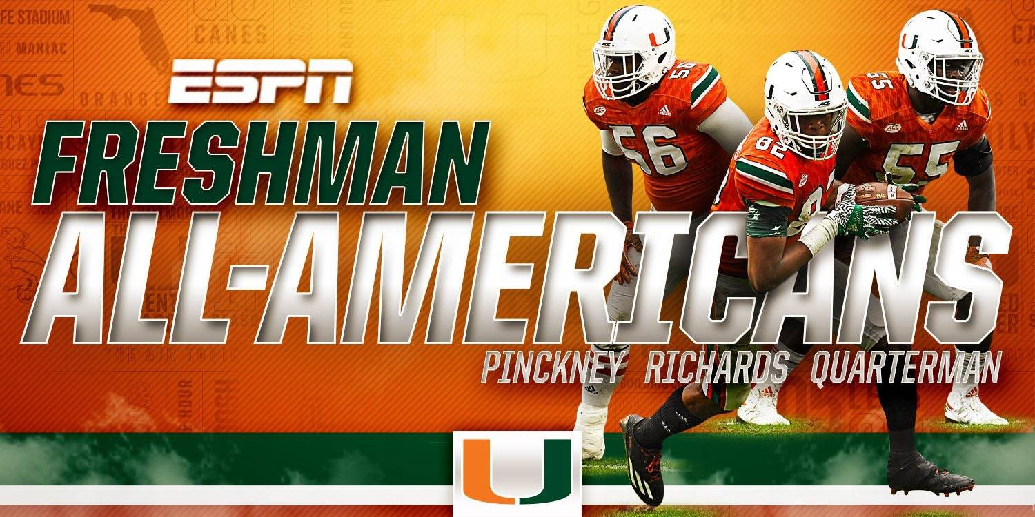 Three Hurricanes Earn ESPN Freshman All-America Honors
