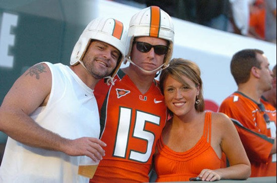 University of Miami Hurricane fans show their team spirit in a game against Charleston Southern University in the Canes inaugural game at Dolphin...