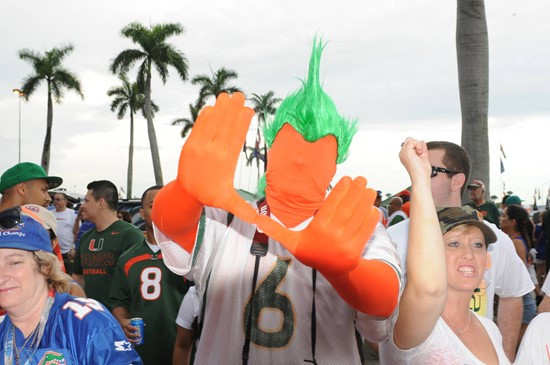 University of Miami Hurricane Fans tailgate at SunLife Stadium before a game against the #12 ranked University of Florida Gators at Sun Life Stadium...