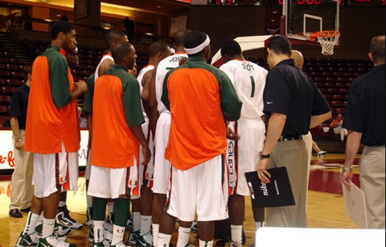 Team huddle before the tournament opener vs. Tulane.