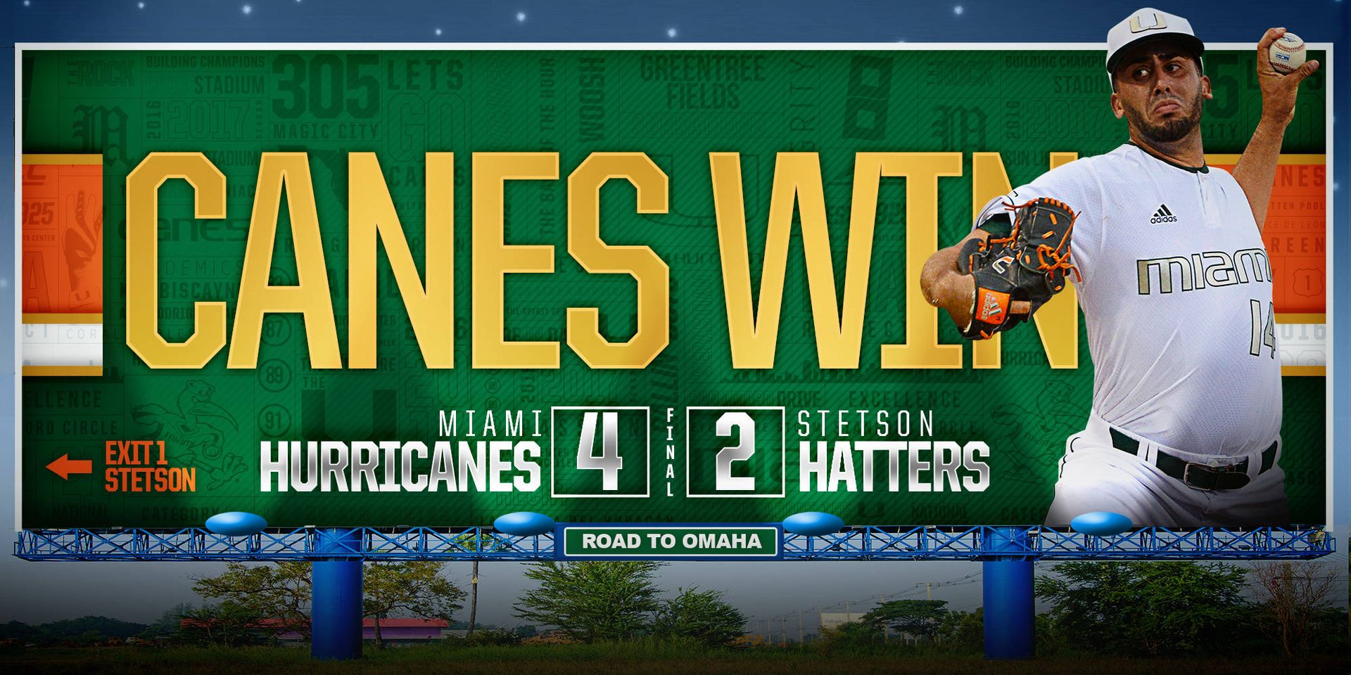 Canes Begin #RoadToOmaha with 4-2 Win Over Stetson