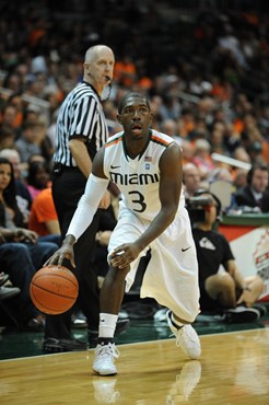 University of Miami Hurricanes guard, Malcolm Grant #3, plays host to the Duke Blue Devils at the BankUnited Center on February 13, 2011. Photo by...