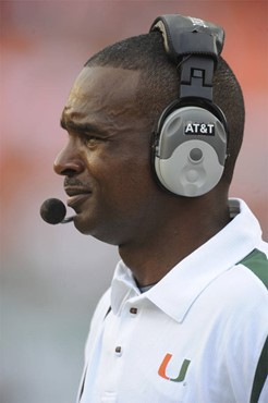 Miami Hurricanes head coach Randy Shannon on the sidelines in a game against the Deamon Deacons of Wake Forest at Dolphin Stadium on October 25, 2008....