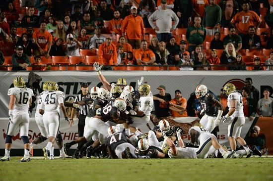 The University of Miami Hurricanes take on the Pittsburgh Panthers at Sun Life Stadium on November 29, 2014. Photos by Steven & Matthew Murphy/SPN