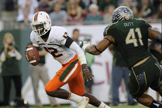 Jacory Harris - 2011 Miami Hurricanes Football vs USF -  - By J.C. Ridley