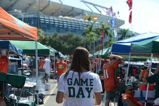 University of Miami Hurricane Fans tailgate at SunLife Stadium before a game against the Bethune Cookman Wildcats at Sun Life Stadium on September 15,...
