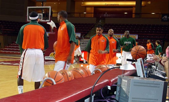 Pregame warmups vs. Tulane.