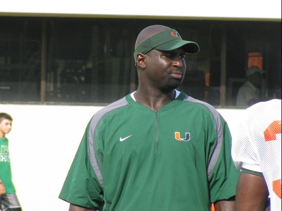 Running backs coach Terry Richardson surveys the scene on day seven of Fall training camp.