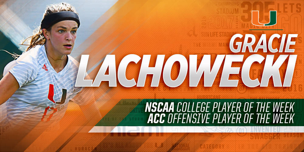 Lachowecki Earns NSCAA and ACC Weekly Accolades