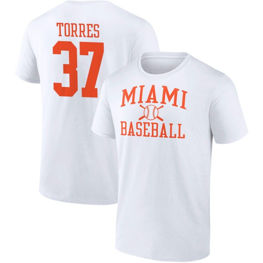 Men's Fanatics Branded White Miami Hurricanes Baseball T-Shirt