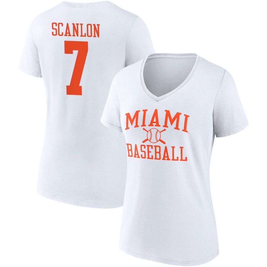 Women's Fanatics Branded White Miami Hurricanes Baseball T-Shirt
