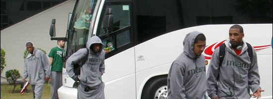 The Hurricanes get off the bus and head into practice at the Citadel