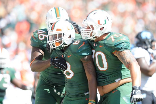 The University of Miami Hurricanes take on their ACC rivals, the North Carolina Tar Heels at Sun Life Stadium on November 1, 2014. Photos by Steven...