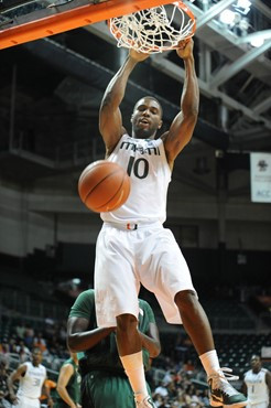 University of Miami Hurricanes forward, Raphael Akpejiori #10, plays host to the Stetson University Hatters at the BankUnited Center on December 12,...