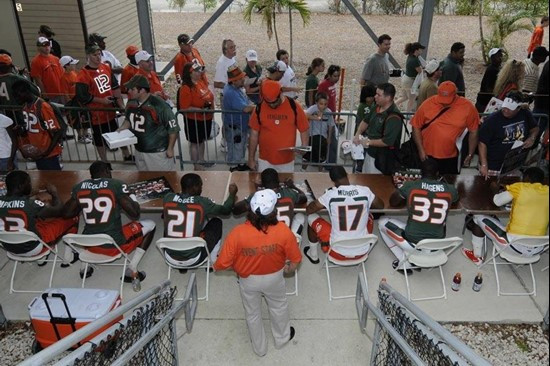 The line for autographs was thousands deep before the 2011 Miami Hurricanes Spring Football @ Lockhart Stadium