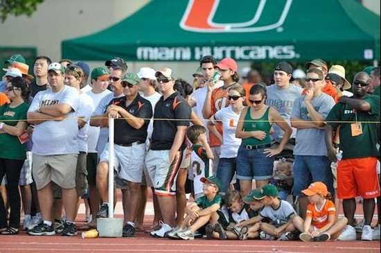 University of Miami Hurricanes fans at Cobb Stadium training for the upcoming 2010 season. The practice was open for Season ticket holders and...