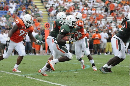 Lamar Miller at the 2011 Miami Hurricanes Spring Football Game @ Lockhart Stadium