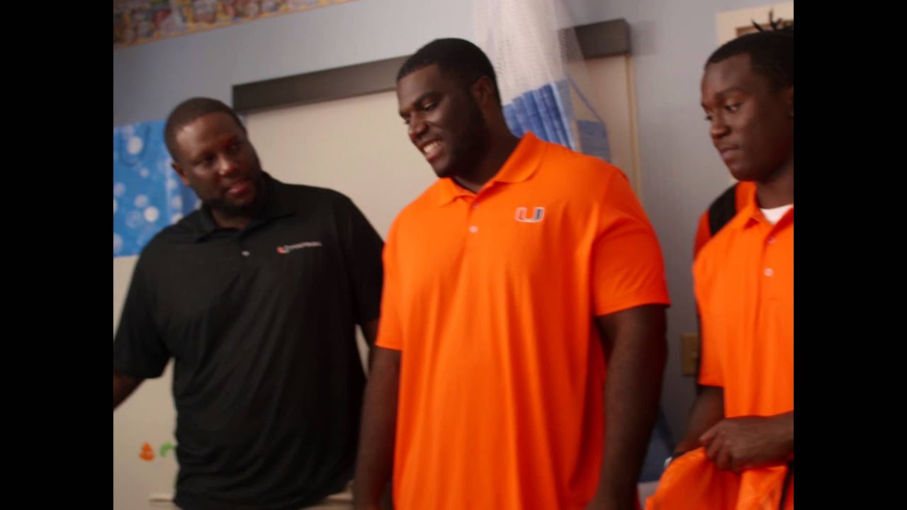 Canes Football Visits Holtz Children's Hospital