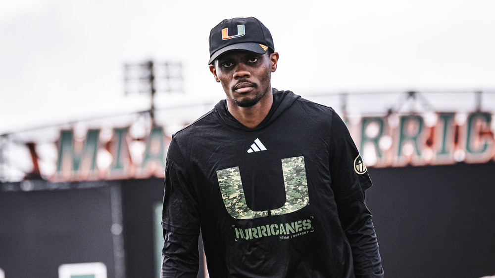 Miami Running backs coach Favian Upshaw at spring practice