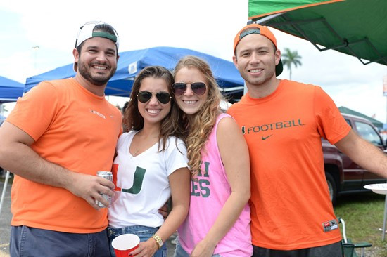 University of Miami Hurricane Fans tailgate at SunLife Stadium before a game against the Arkansas State Red Wolves at Sun Life Stadium on September13,...