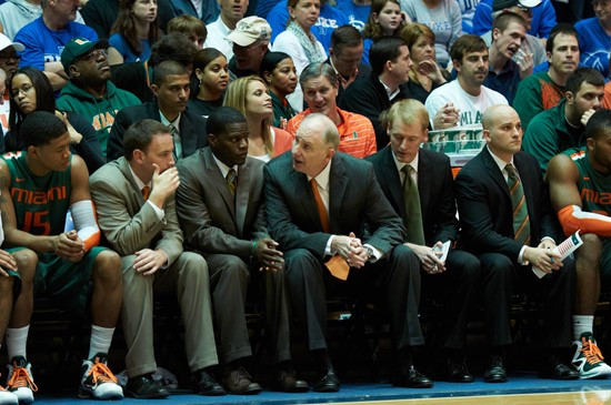 Coaches  05 February 2012   Miami vs. Duke, from Cameron Indoor Stadium in Durham, NC.