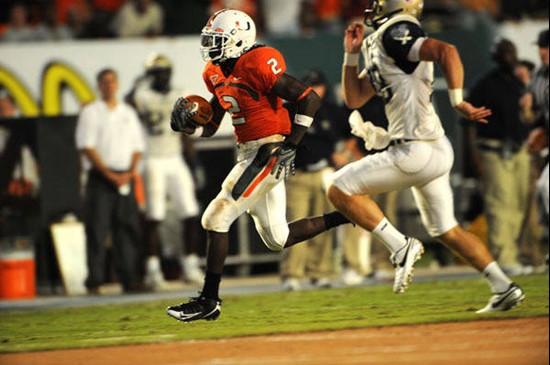 University of Miami Hurricanes running back Graig Cooper #2 rushed 4 times for 22 yards in a game against Charleston Southern University in the Canes...