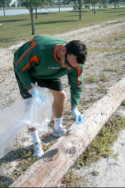 UM Staff, Coaches & Student Athletes volunteer at Amelia Earhart Park Community Service Project.