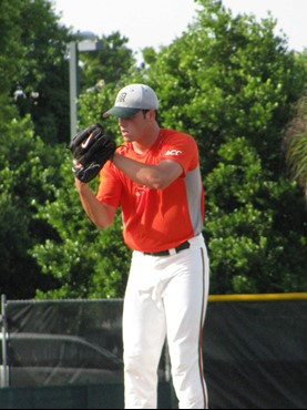 Chris Hernandez at the Orange-Green World Series on Monday.