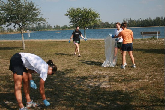 UM Staff, Coaches & Student Athletes volunteer at Amelia Earhart Park Community Service Project.