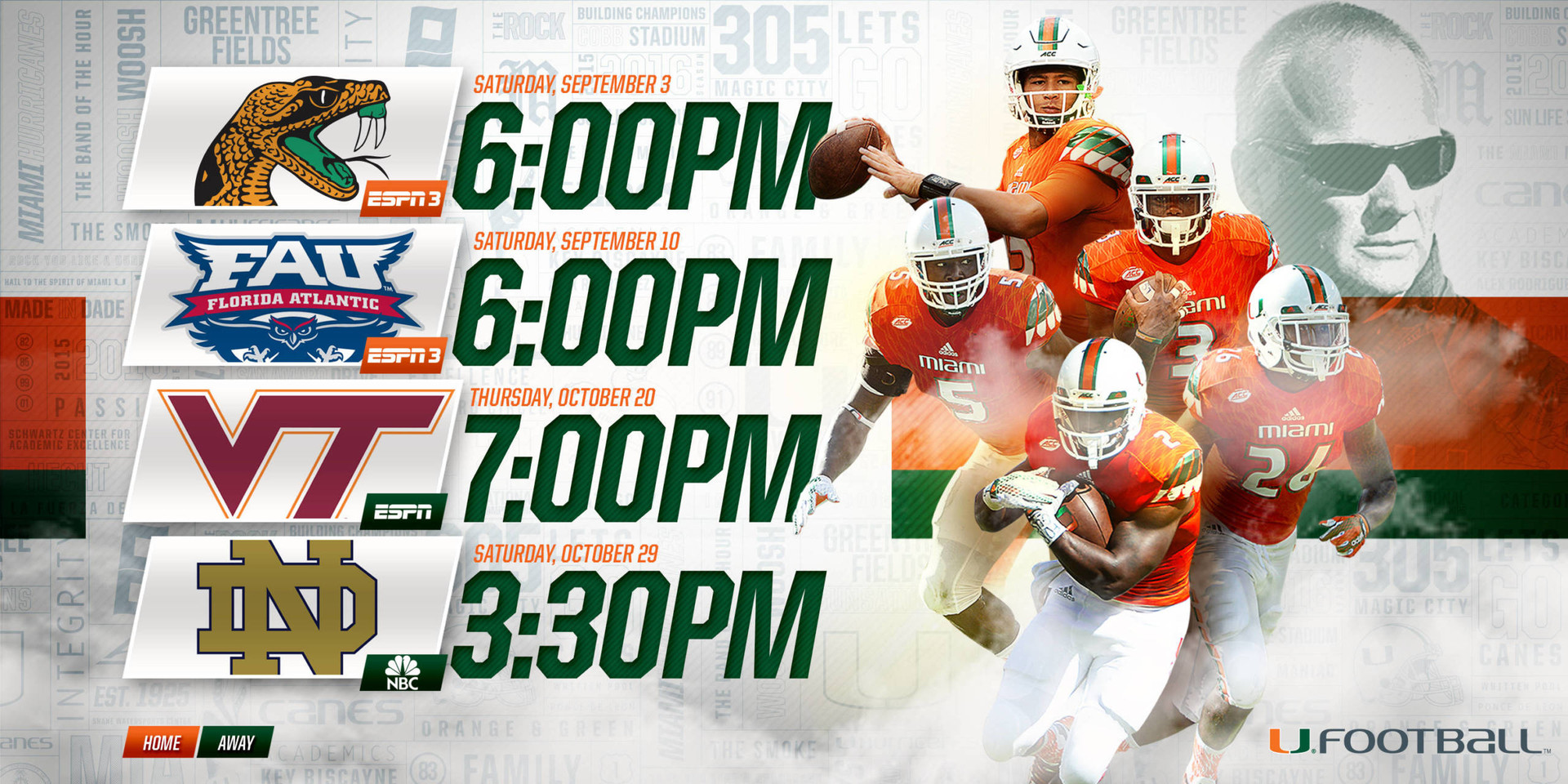 @CanesFootball Announces Three Game Times