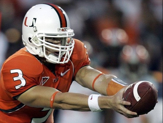 Miami quarterback Kyle Wright prepares to hand the ball off during the first quarter against Florida A&M Saturday, Sept. 9, 2006 at the Orange Bowl in...