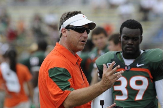 Defensive Coordinator Mark D'Onofrio at the 2011 Miami Hurricanes Spring Football Game @ Lockhart Stadium