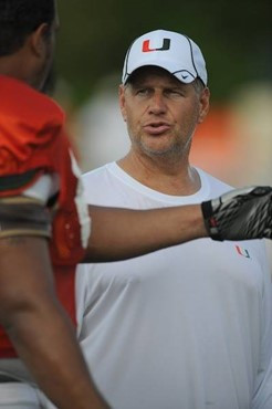 University of Miami Hurricanes players Jared Campell #37 at Greentree practice fields training for the upcoming 2010 season. The practice was open for...