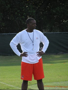 Randy Shannon at practice Tuesday morning at the Greentree Practice Fields.