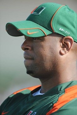 University of Miami Hurricanes Assistant Coach at Greentree practice fields training for the upcoming 2010 season. The practice was open for Season...