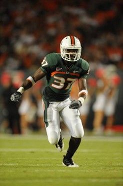 University of Miami Hurricanes defensive back Jared Campbell #37 plays in a game against the Florida A&M Rattlers at Land Shark Stadium on October 10,...