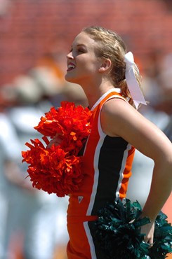 University of Miami Chearleader entertains the crowd