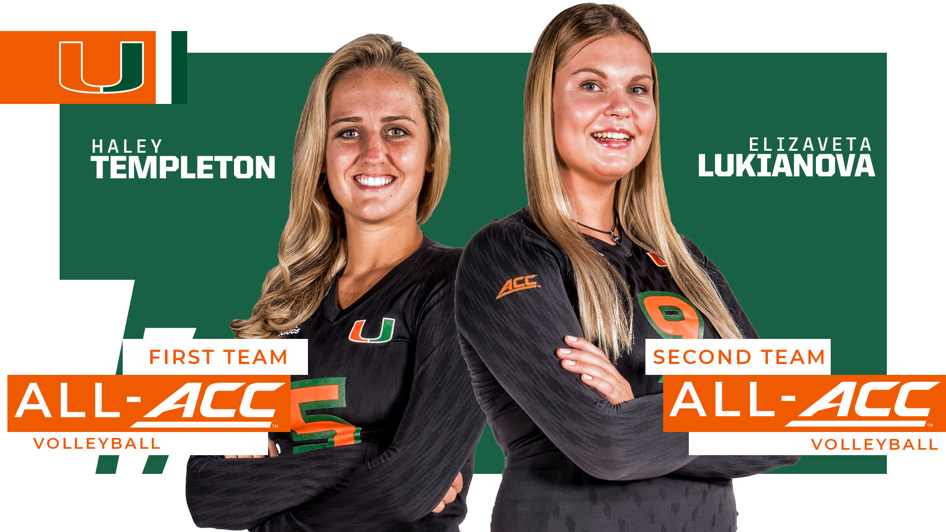 Templeton and Lukianova Earn VB All-ACC Honors