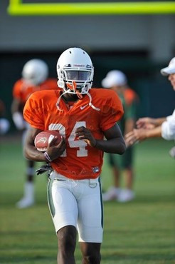 University of Miami Hurricanes Storm Johnson #24 at Greentree practice fields training for the upcoming 2010 season. The practice was open for Season...