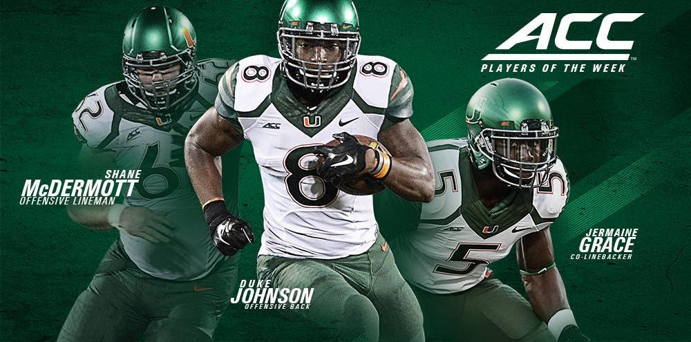 Three @CanesFootball Players Earn ACC Honors