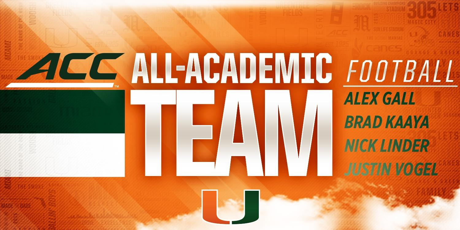 Four Canes Named Academic All-ACC