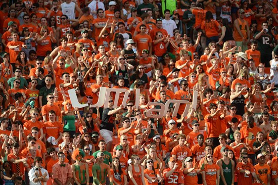 University of Miami Hurricane Fans tailgate at SunLife Stadium before a game against the University of South Florida Bulls at Sun Life Stadium on...
