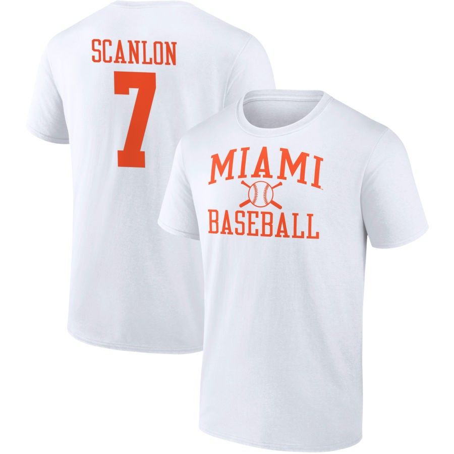 Men's Fanatics Branded White Miami Hurricanes Baseball T-Shirt