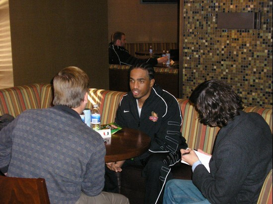 Senior linebacker Glenn Cook speaks with reporters at AT&T Park on Tuesday.