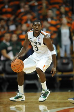 University of Miami Hurricanes guard, Malcolm Grant #3 and the Canes play host to the Virginia Cavaliers at the BankUnited Center on February 5, 2011....