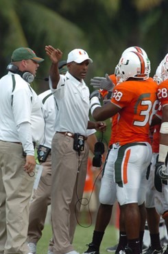 University of Miami Hurricanes head coach Randy Shannon in a game against the North Carolina State Wolfpack at the Orange Bowl on November 3, 2007. ...